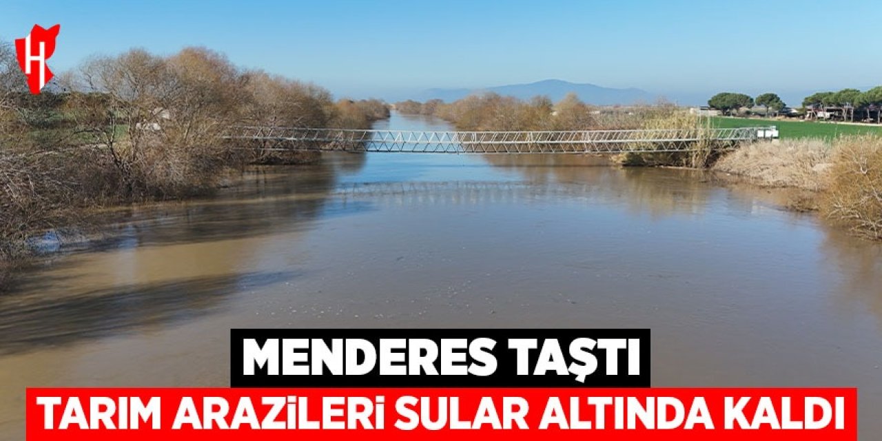 Menderes taştı, yüzlerce dönüm sular altında kaldı