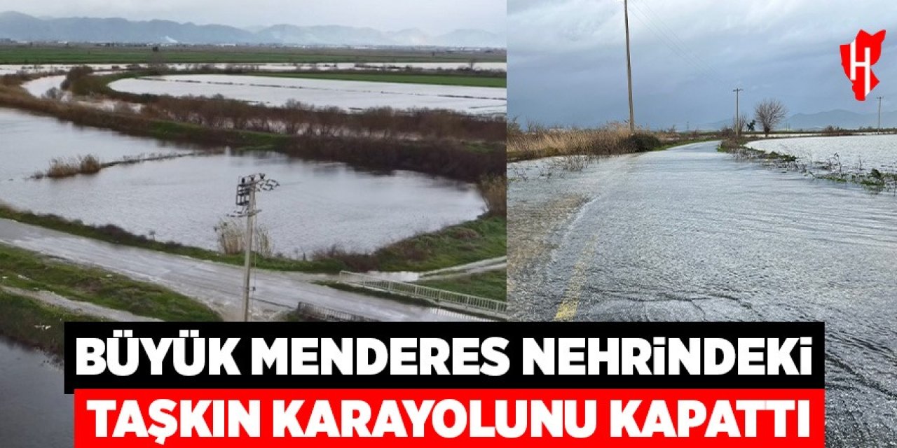 Büyük Menderes nehrindeki taşkın karayolunu kapattı