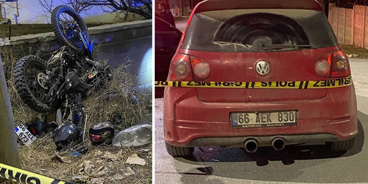 Motosikletle otomobil kafa kafaya çarpıştı: 1 ölü, 2 yaralı