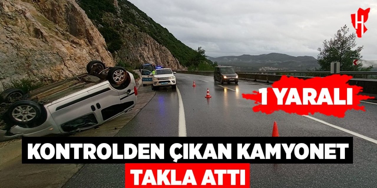 Kontrolden çıkan kamyonet takla attı:1 yaralı