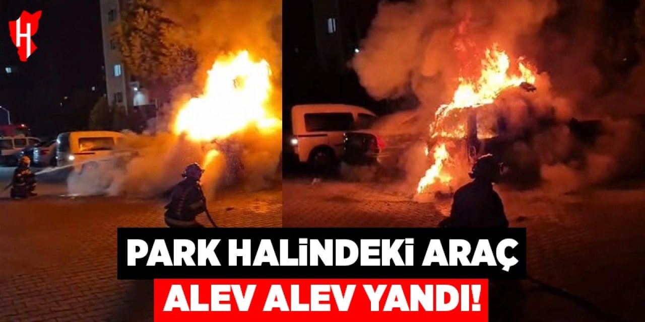 Park halindeki araç alev alev yandı