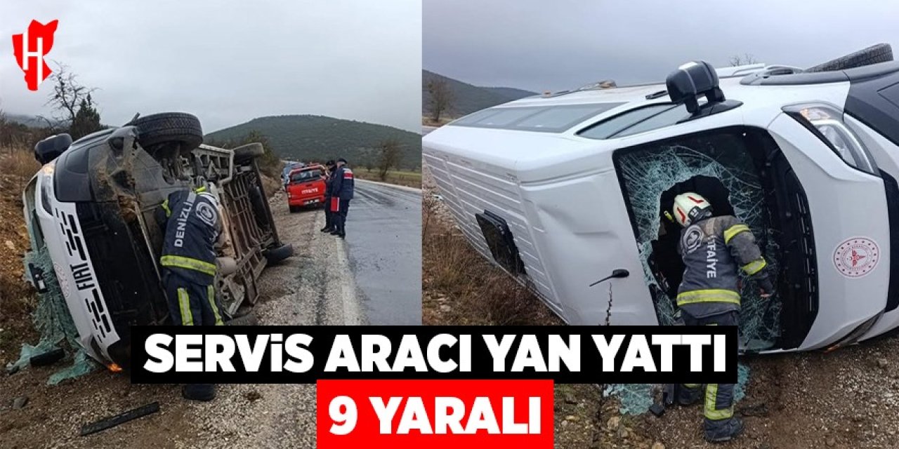 Servis aracı yan yattı: 9 yaralı
