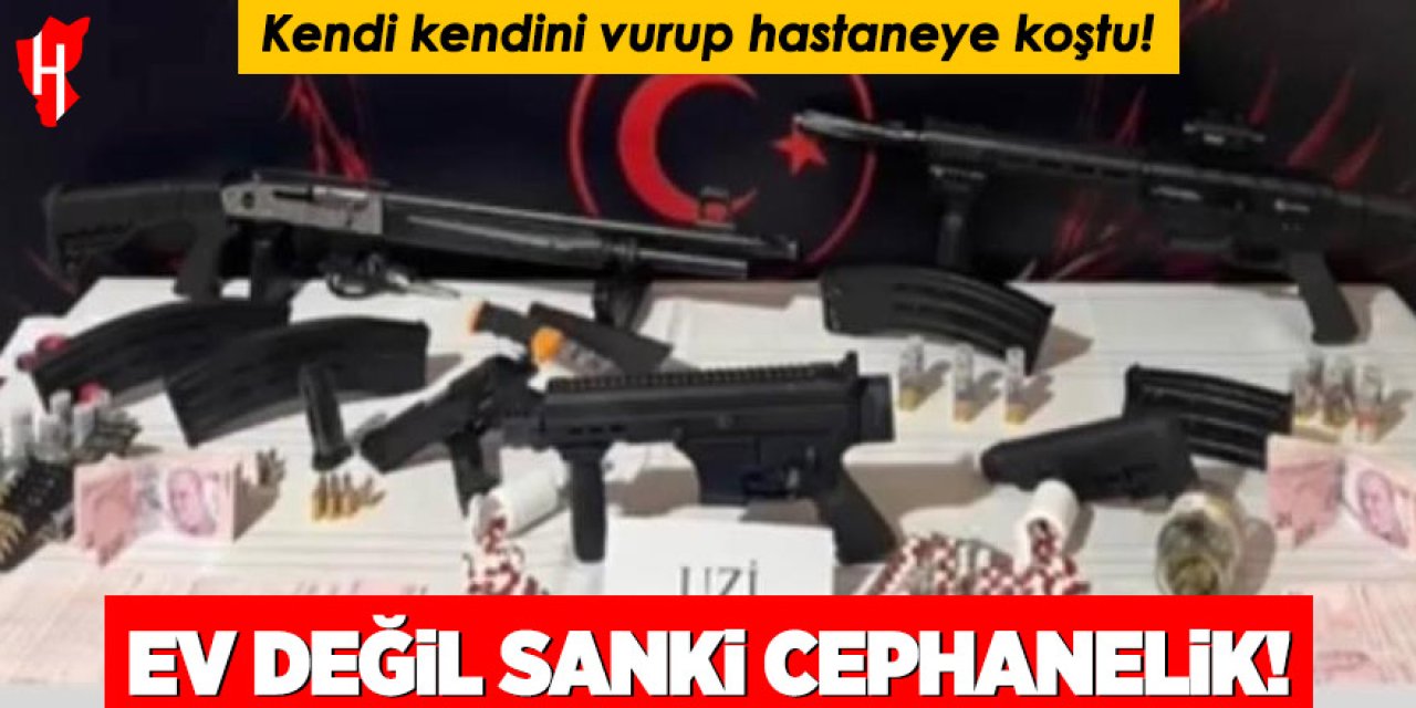 Kendi kendini vurup hastaneye koştu: Evinden cephanelik çıktı
