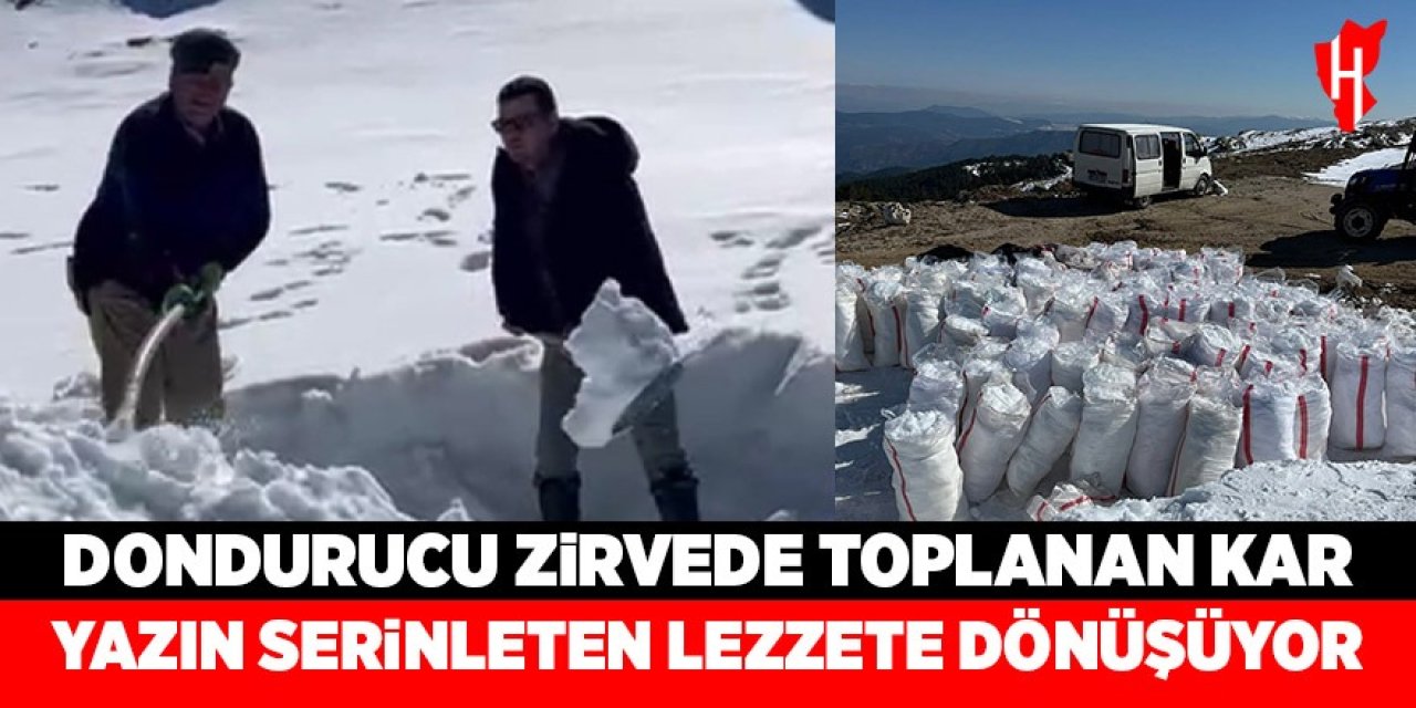 Dondurucu zirvede toplanan kar, yazın serinleten lezzete dönüşüyor