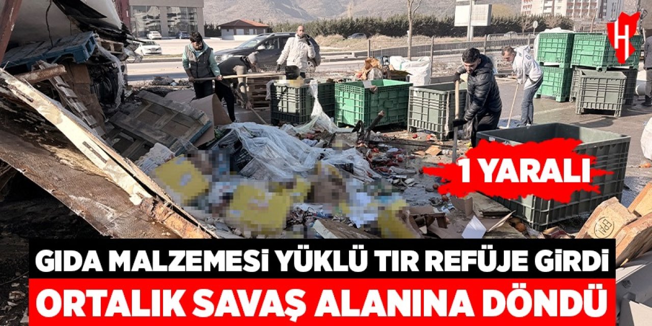 Gıda malzemesi yüklü tır refüje girdi: 1 yaralı