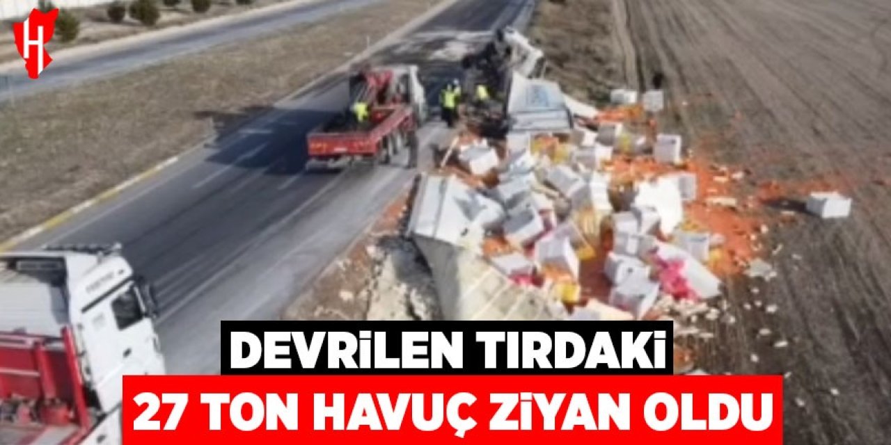 Devrilen tırdaki 27 ton havuç ziyan oldu