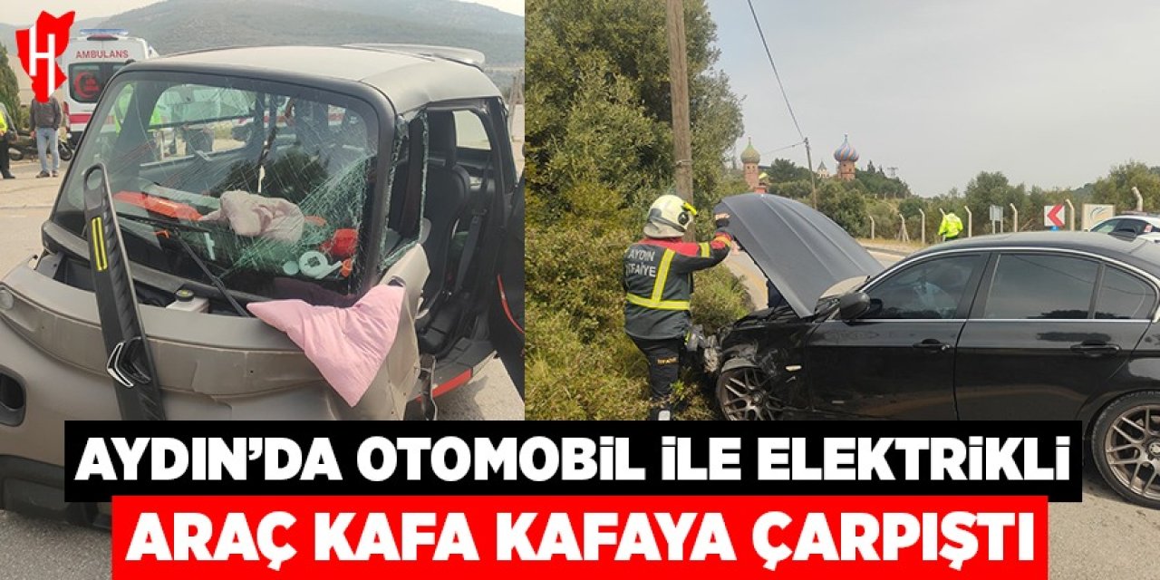 Kuşadası'nda otomobil ile elektrikli araç kafa kafaya çarpıştı: 4 yaralı