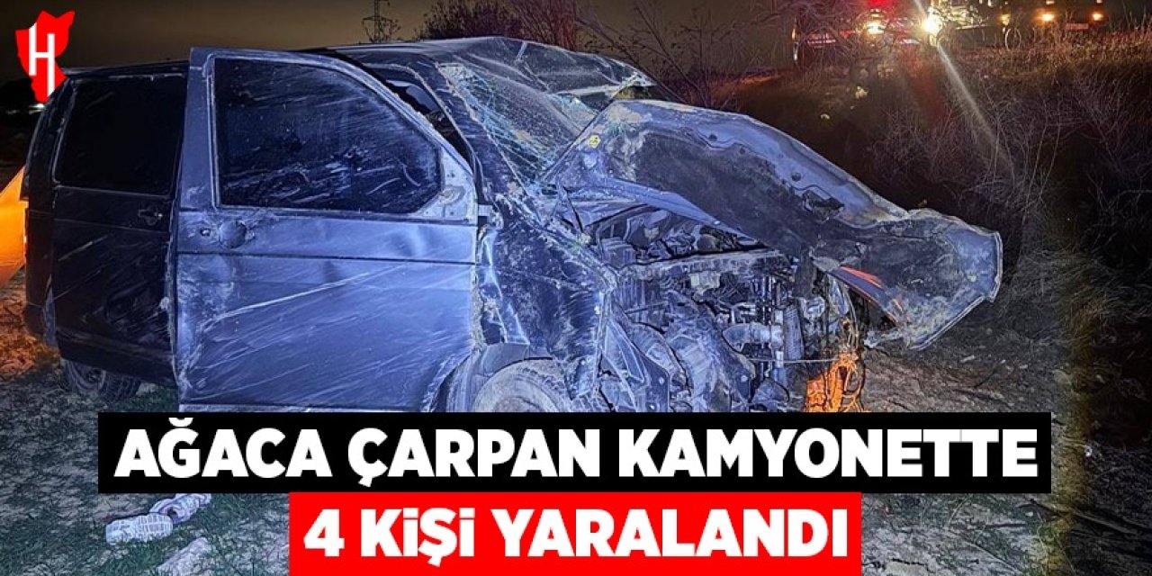 Ağaca çarpan kamyonette 4 kişi yaralandı
