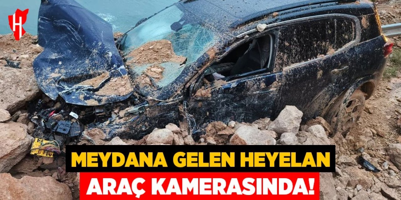 Mersin-Antalya yolundaki heyelan araç kamerasında