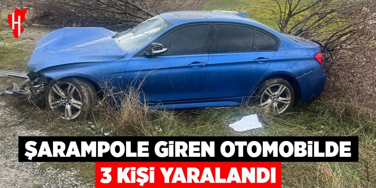 Şarampole giren otomobilde 3 kişi yaralandı