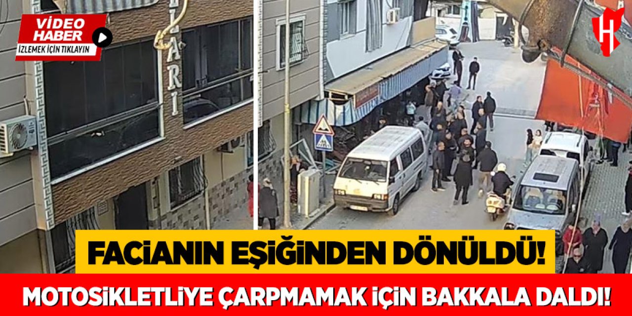 Facianın eşiğinden dönüldü: Motosikletliye çarpmamak için bakkala daldı