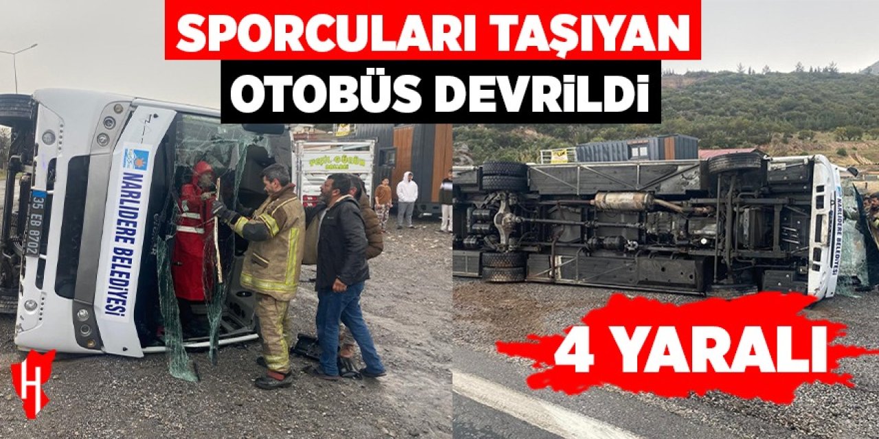 Sporcuları taşıyan otobüs devrildi: 4 yaralı