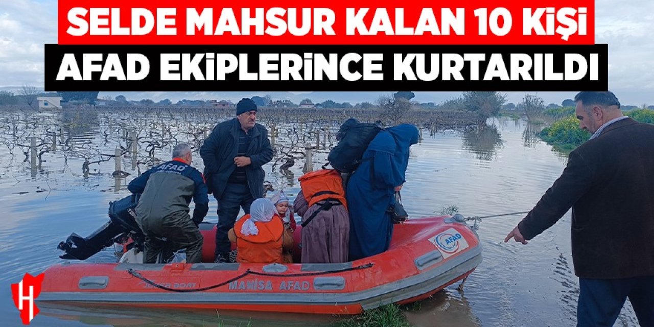 Selde mahsur kalan 10 kişi AFAD ekiplerince botla kurtarıldı