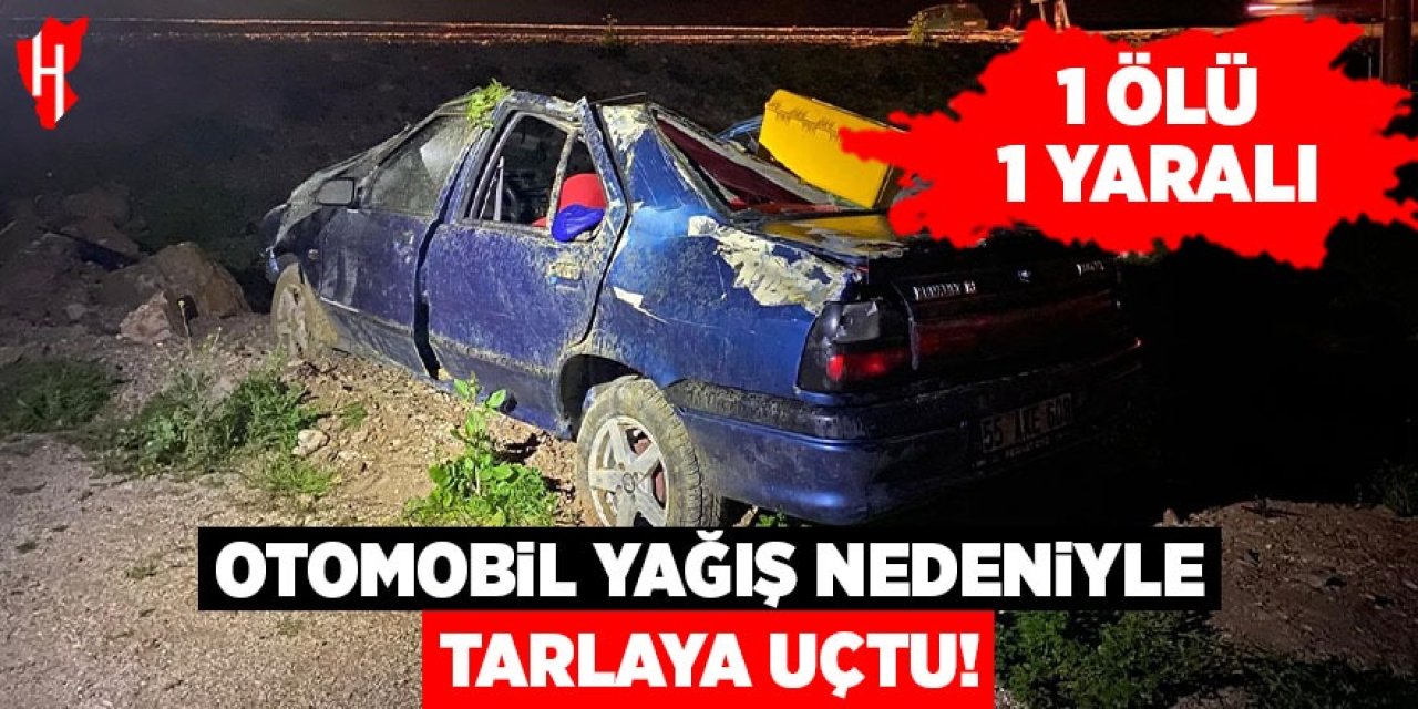 Yağış nedeniyle tarlaya uçan otomobildeki 1 kişi öldü, 1 kişi de yaralandı