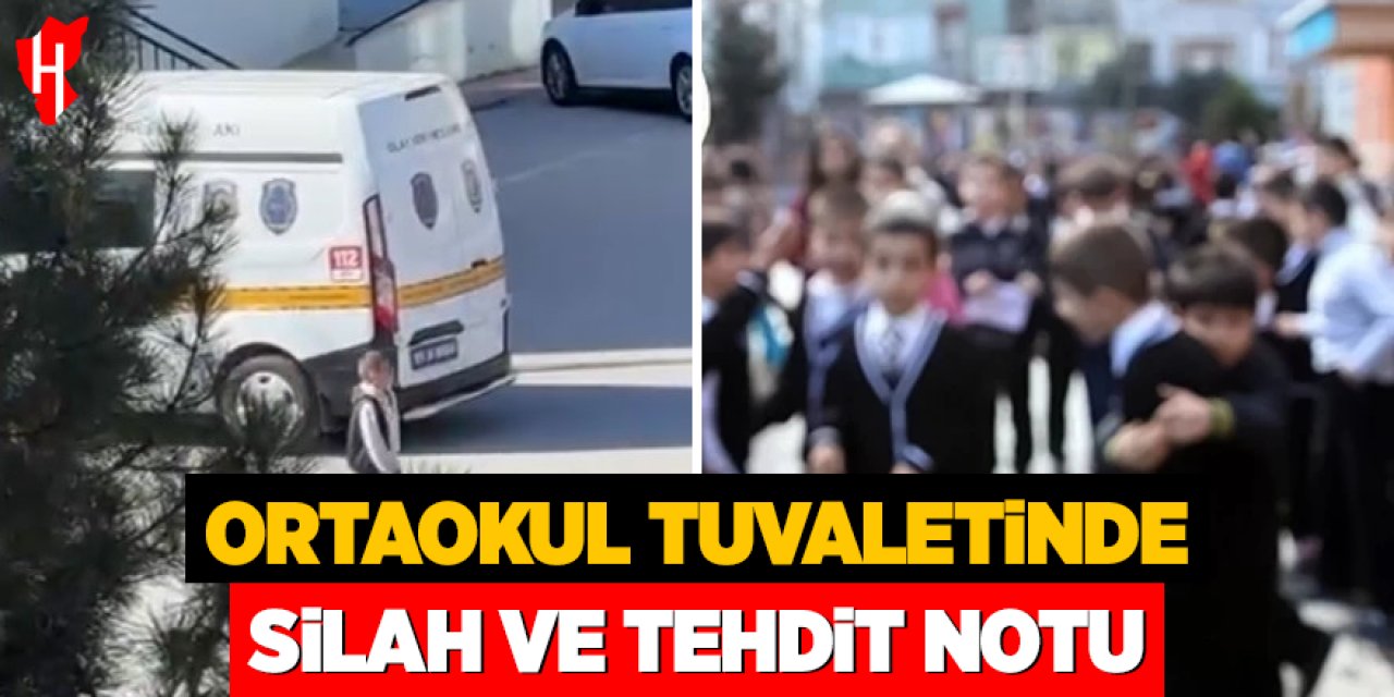 Ortaokul tuvaletinde silah ve tehdit notu bulundu