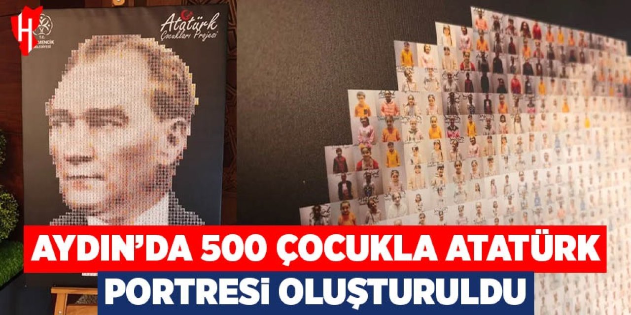 Aydın'da 500 çocukla Atatürk portresi oluşturuldu