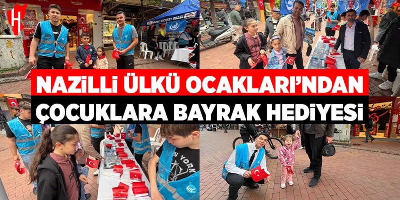 Nazilli Ülkü Ocakları’ndan çocuklara bayrak hediyesi