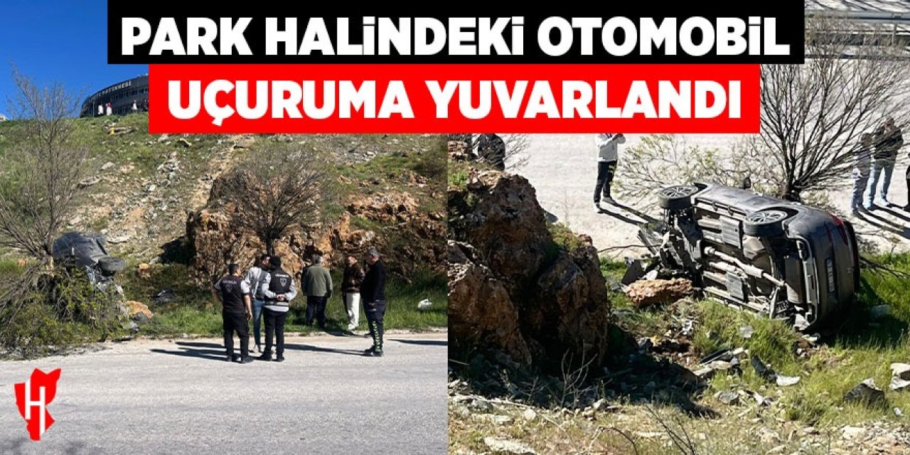 Park halindeki otomobil hareket ederek uçuruma yuvarlandı