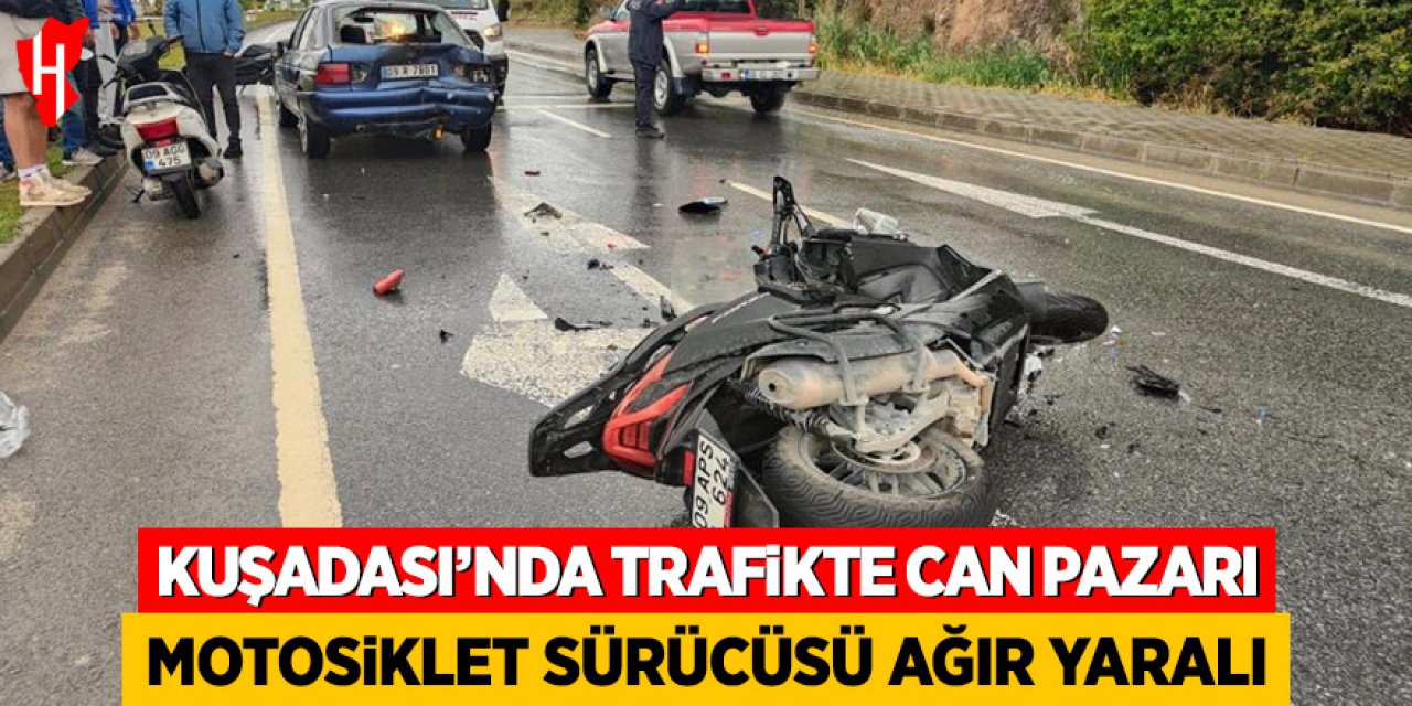 Kuşadası’nda kırmızı ışıkta bekleyen araca çarptı: 2 yaralı