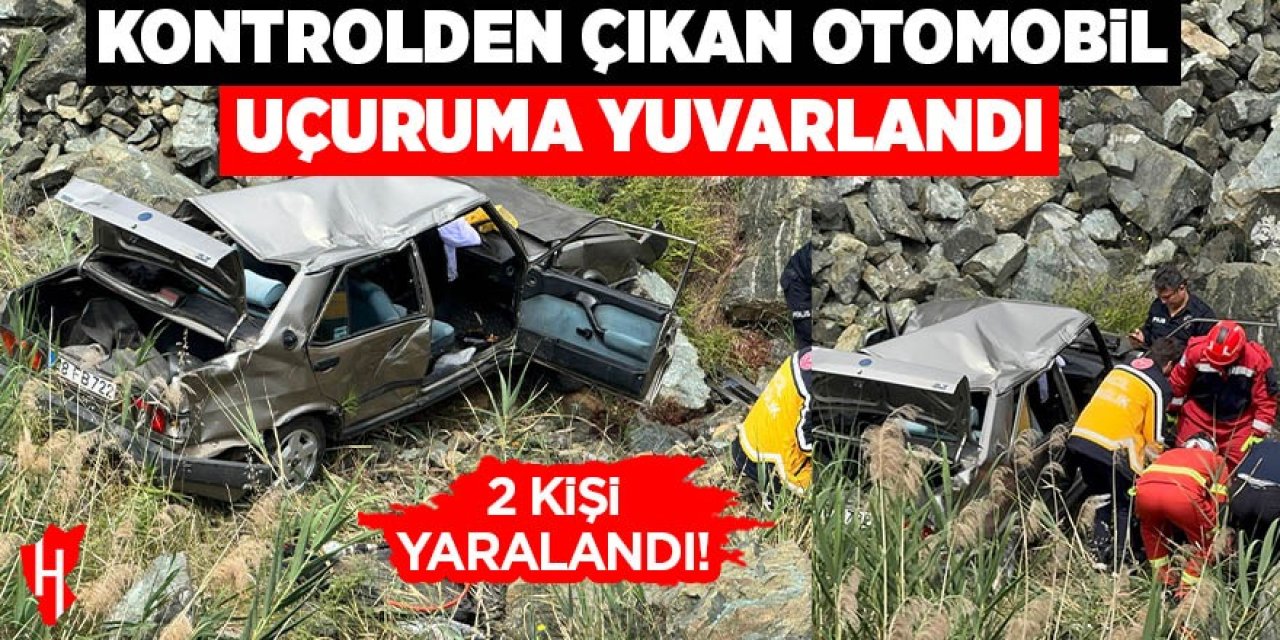 Kontrolden çıkan otomobil uçuruma yuvarlandı: 2 yaralı