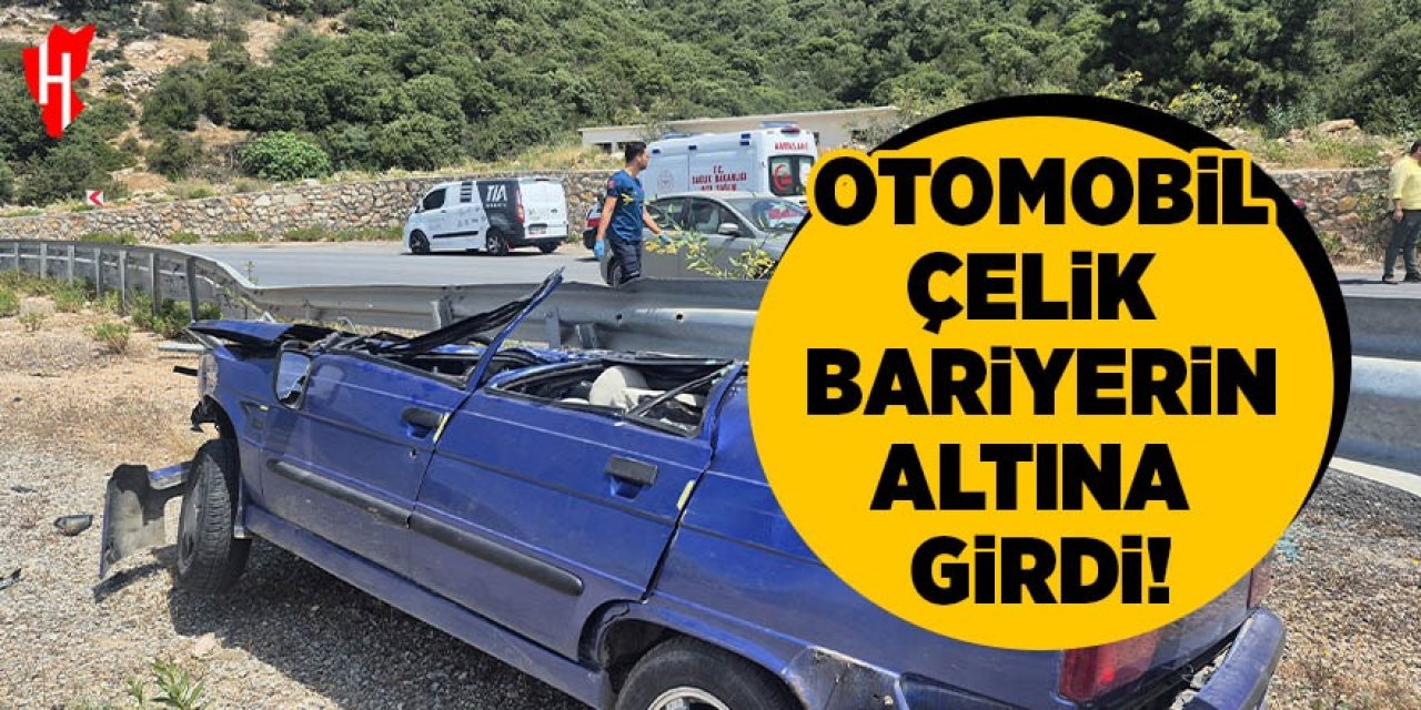 Korkunç kaza: Otomobil çelik bariyerin altına girdi