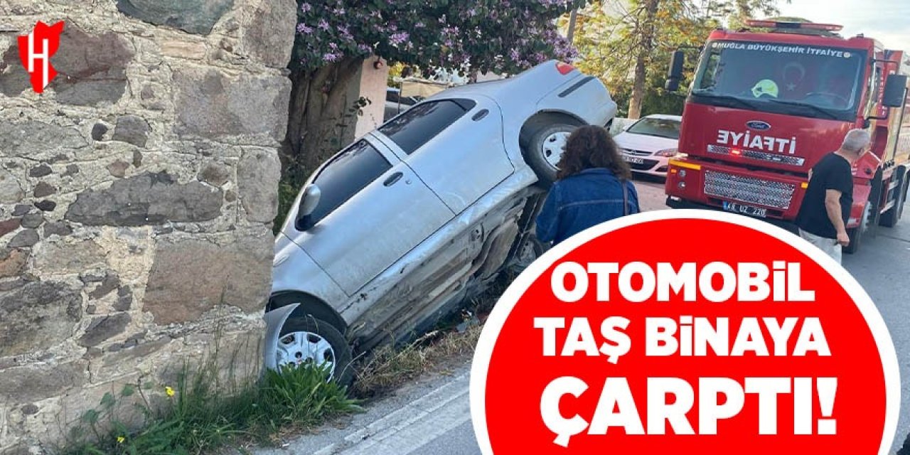 Otomobil taş binaya çarptı