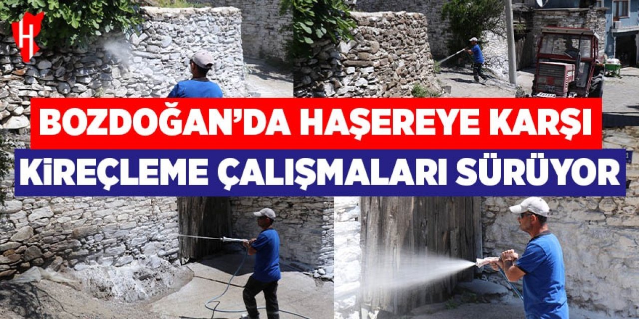 Bozdoğan'da haşereye karşı kireçleme çalışmaları sürüyor