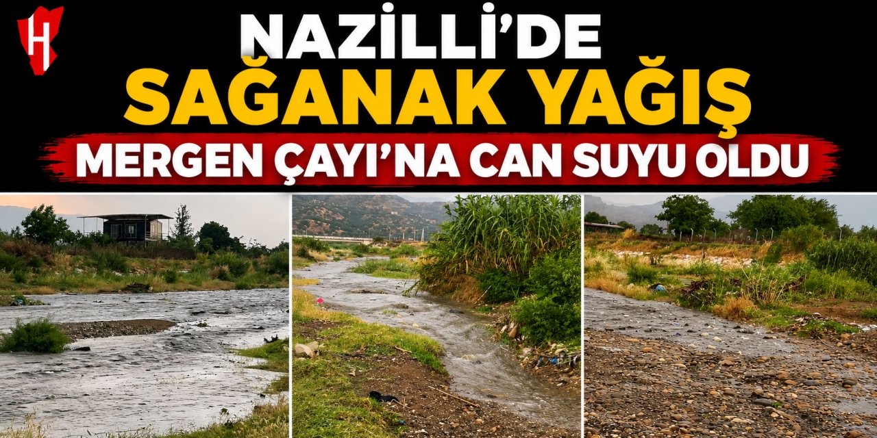 Nazilli’de sağanak yağış Mergen Çayı’na can suyu oldu