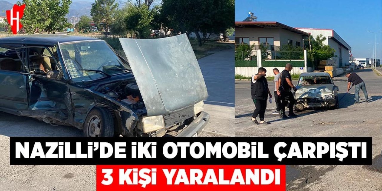 Nazilli'de iki otomobil çarpıştı: 3 yaralı
