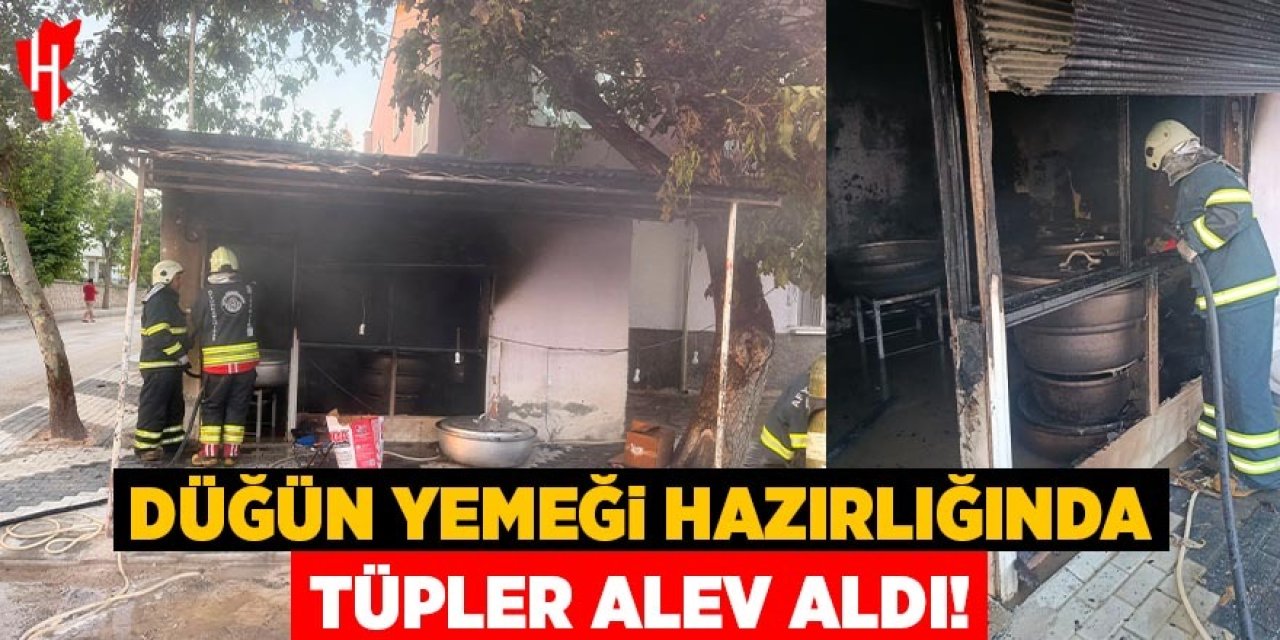 Düğün yemeği hazırlığında tüpler alev aldı