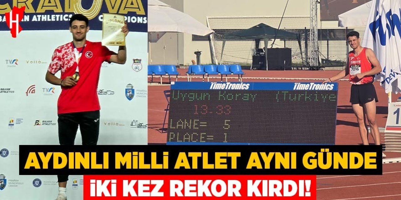 Aydınlı milli atlet aynı günde iki kez rekor kırdı!