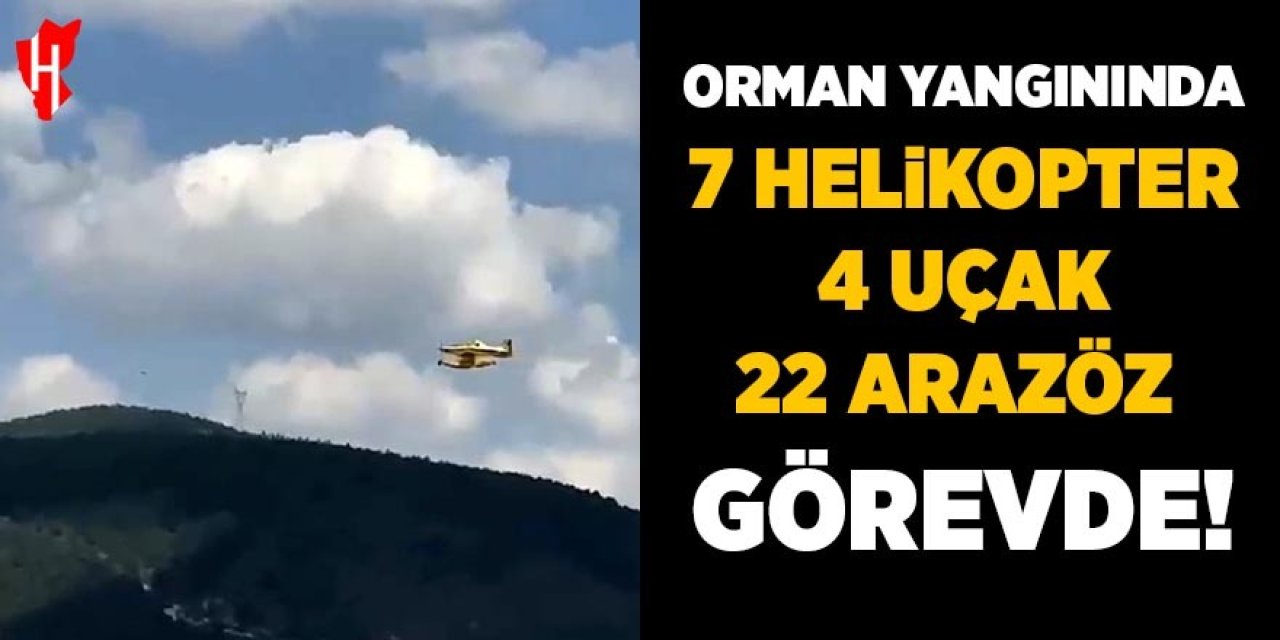 Orman yangınında 7 helikopter, 4 uçak ve 22 arazöz görevde