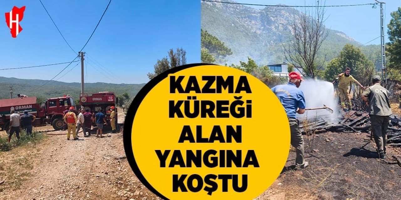 Kazma küreği alan yangına koştu