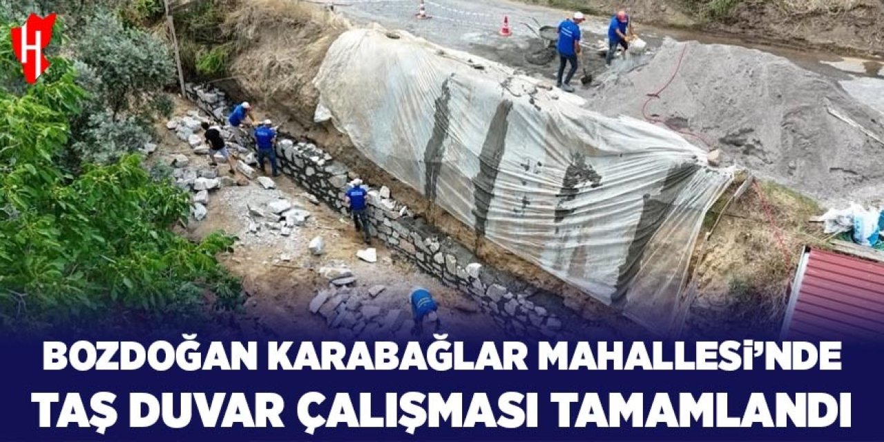 Bozdoğan Karabağlar Mahallesi'nde taş duvar çalışması tamamlandı
