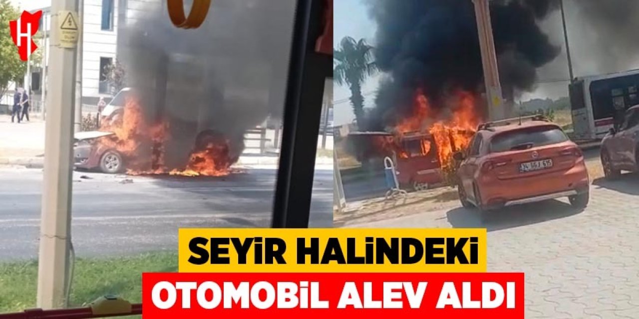 Seyir halindeki otomobil alev topuna döndü