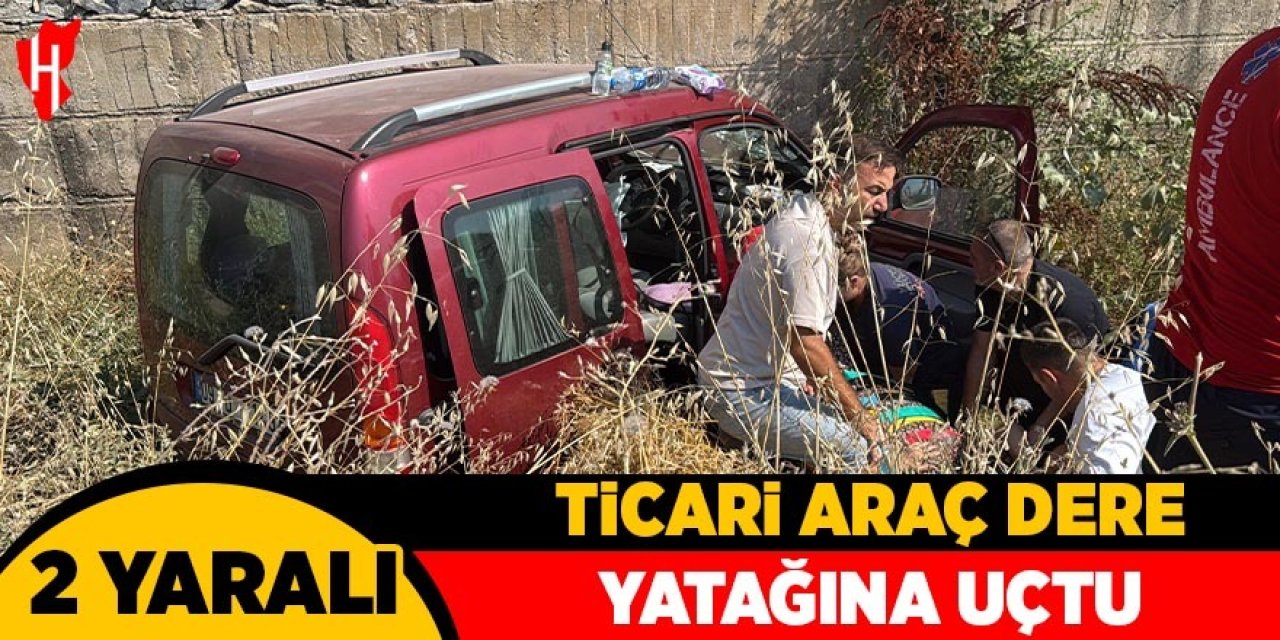 Ticari araç dere yatağına uçtu: 2 yaralı