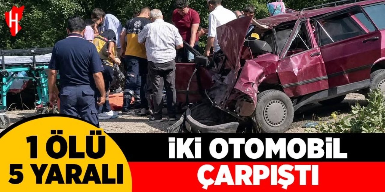 İki otomobil çarpıştı: 1 ölü, 5 yaralı