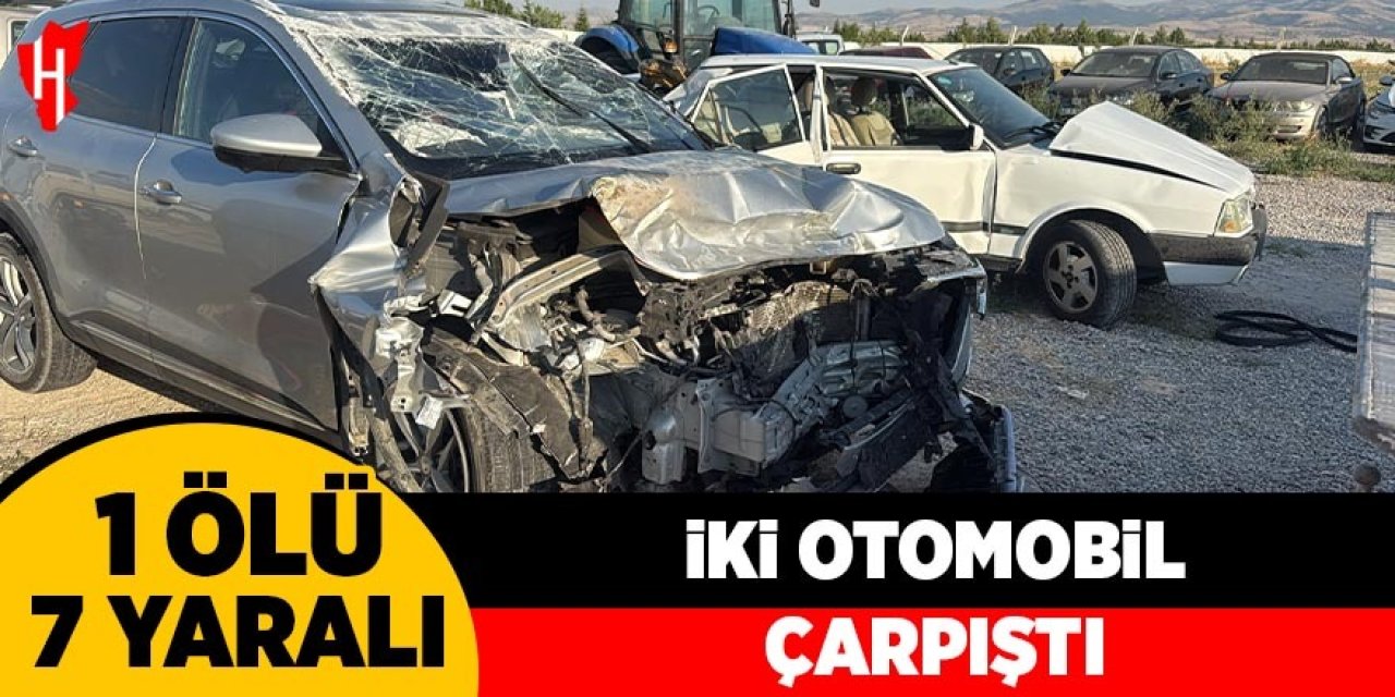 İki otomobil çarpıştı: 1 ölü, 7 yaralı