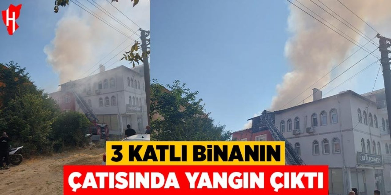 3 katlı binanın çatısında yangın