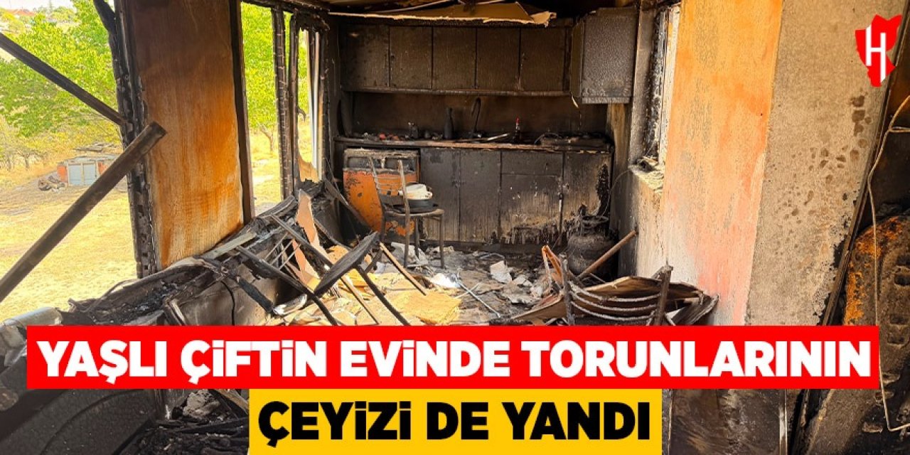 Yaşlı çiftin yanan evinde nişanlı torunlarının hayalleri de kül oldu