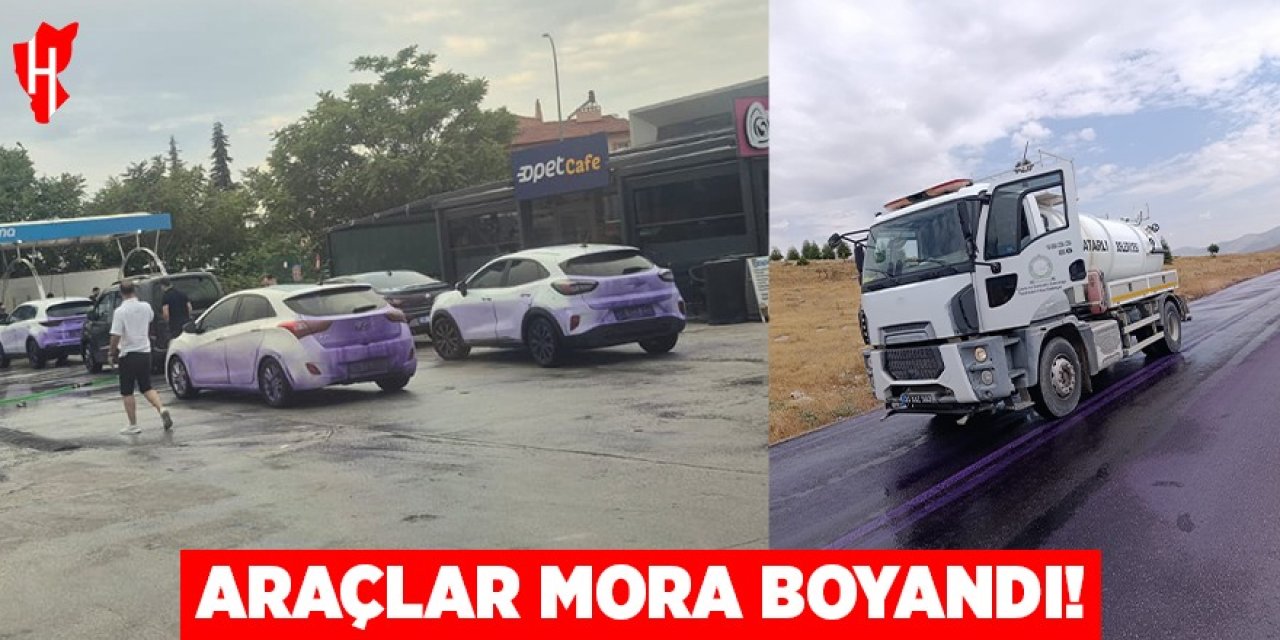 Araçlar mora boyandı