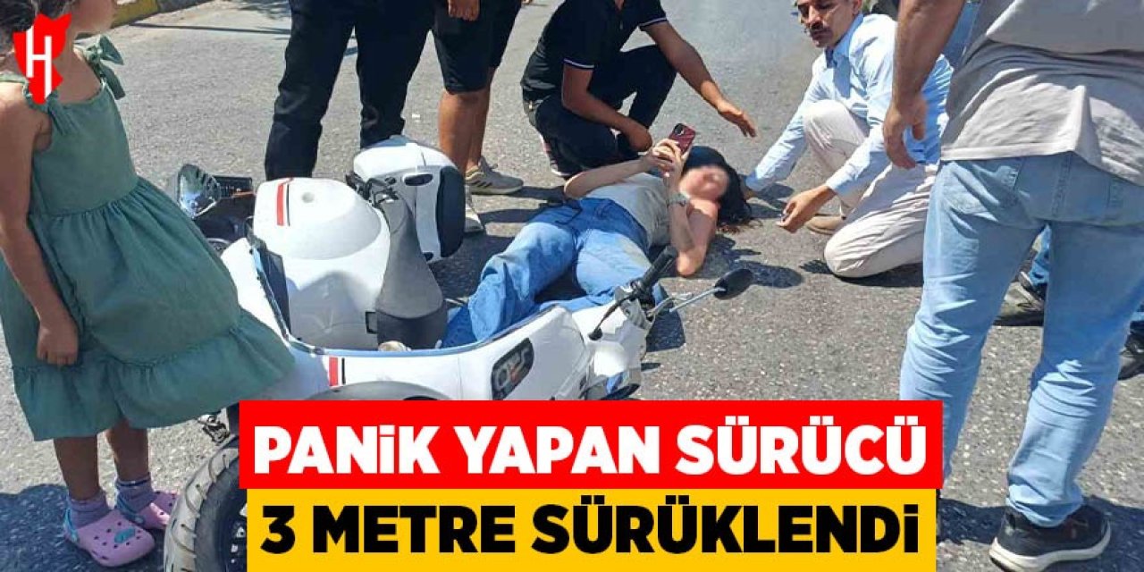 Aydın'da fren yapan motosiklet sürücüsü 3 metre sürüklendi