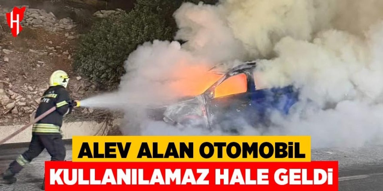 Alev alan otomobil kullanılamaz hale geldi