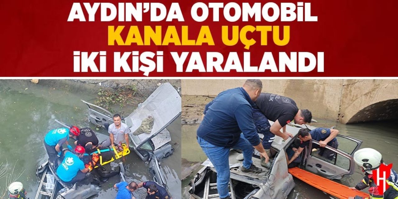 Karacasu’da otomobil kanala uçtu: 2 yaralı