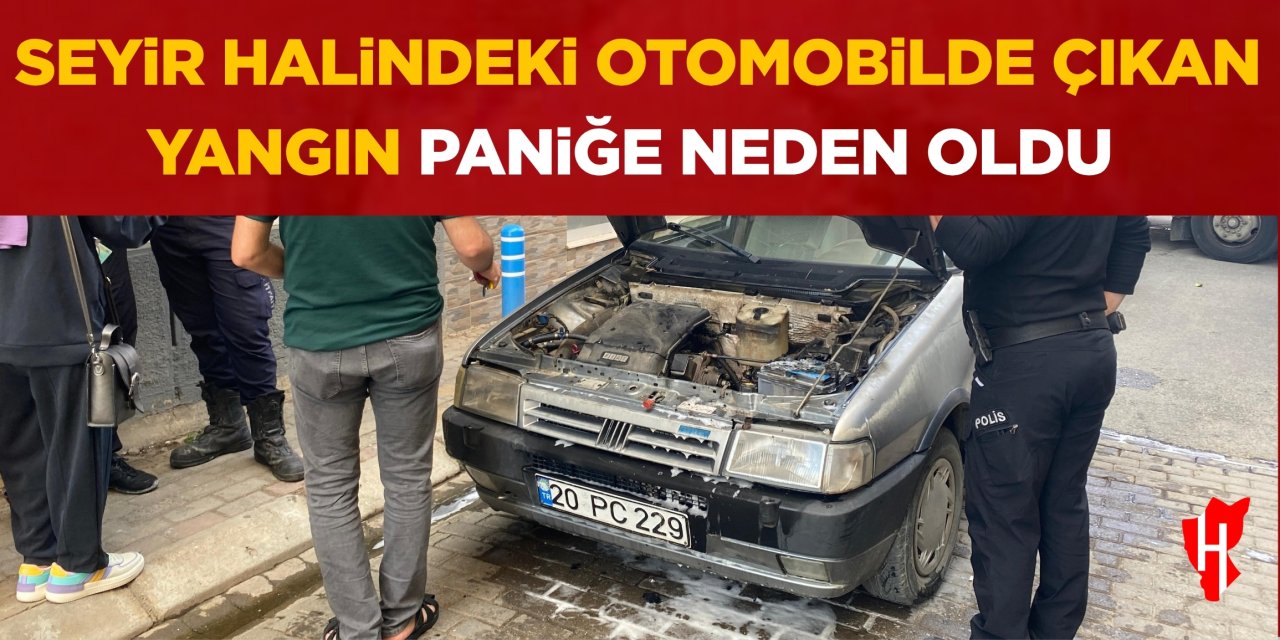 Seyir halindeki otomobilde çıkan yangın paniğe neden oldu
