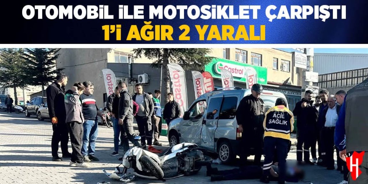 Otomobil ile motosiklet çarpıştı: 1'i ağır 2 yaralı
