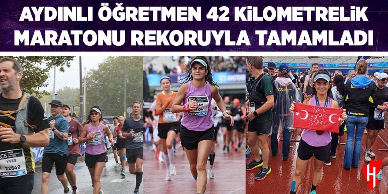 Aydınlı öğretmen 42 kilometrelik maratonu rekoruyla tamamladı