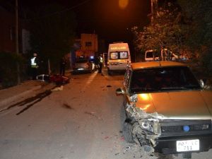 Otomobile Çarpan Motosiklet Sürücüsü Yaralandı