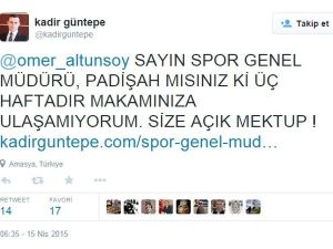 Kaymakamdan Telefona Çıkmayan Genel Müdüre "Padişah Mısın" Tweeti