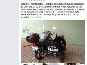 Adıyaman’da Motosikleti Çalınan İmam Facebook’tan Duyuru Yaptı